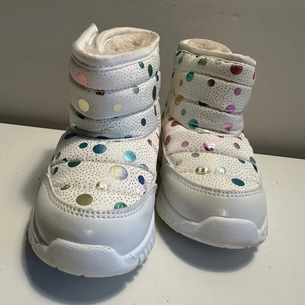 HOBI BEAR Toddler Kids Snow‎ Boots Winter Warm Padded Multicolor Dot Design